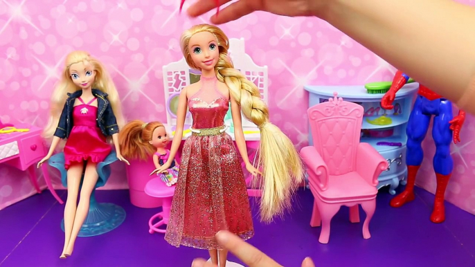 Frozen Elsa, Disney Princess Rapunzel & Frozen Kids Krista Barbie Hair Salon Makeover DisneyCarToys