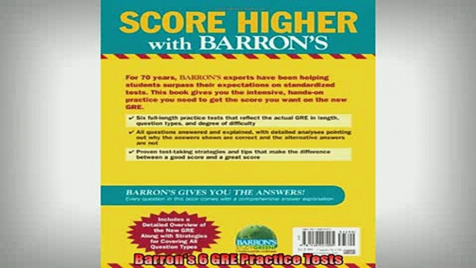 FREE PDF  Barrons 6 GRE Practice Tests  DOWNLOAD ONLINE