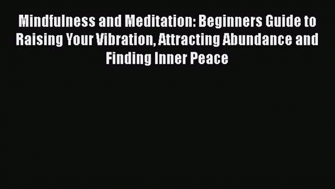 Read Mindfulness and Meditation: Beginners Guide to Raising Your Vibration Attracting Abundance