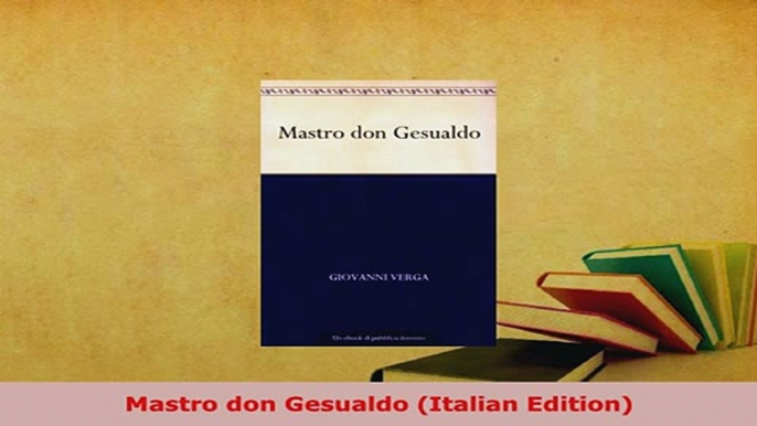 PDF  Mastro don Gesualdo Italian Edition Read Online