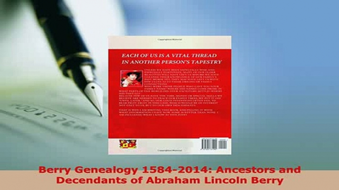 PDF  Berry Genealogy 15842014 Ancestors and Decendants of Abraham Lincoln Berry Download Full Ebook