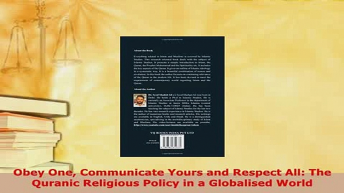 PDF  Obey One Communicate Yours and Respect All The Quranic Religious Policy in a Globalised Free Books