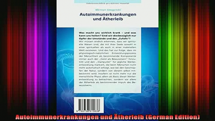 Read  Autoimmunerkrankungen und Ätherleib German Edition  Full EBook