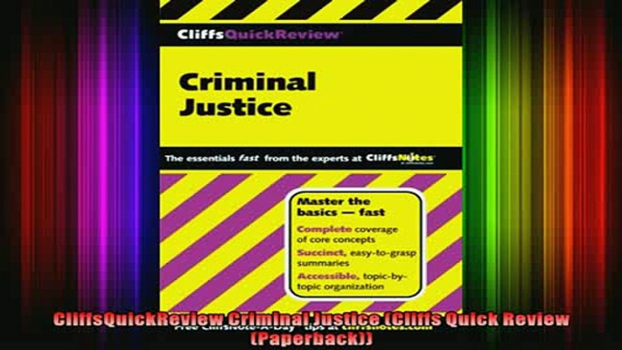 READ book  CliffsQuickReview Criminal Justice Cliffs Quick Review Paperback Full EBook