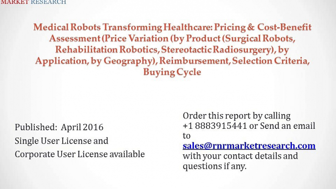 Overview Medical Robots Transforming Healthcare by Type of Applications and Products