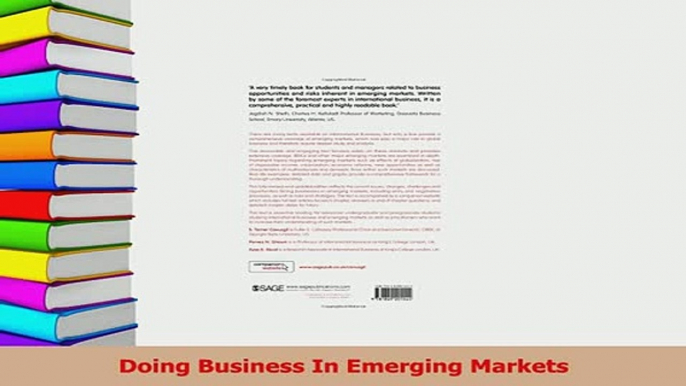 Read  Doing Business In Emerging Markets Ebook Free