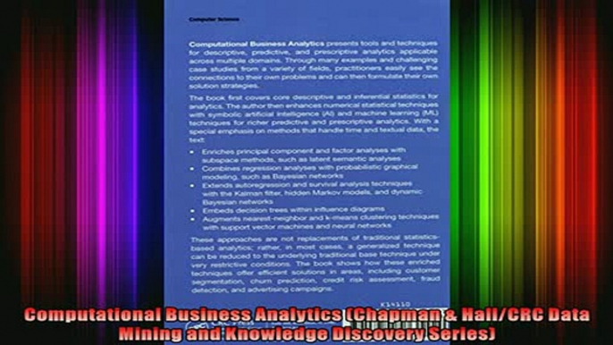 READ book  Computational Business Analytics Chapman  HallCRC Data Mining and Knowledge Discovery Full Free