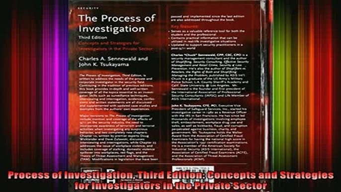 READ book  Process of Investigation Third Edition Concepts and Strategies for Investigators in the Online Free