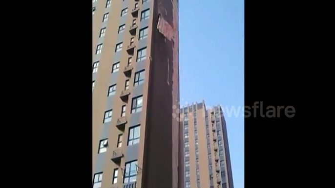 Wall falls off high-rise building in China - Crime _ Accidents _ Newsflare