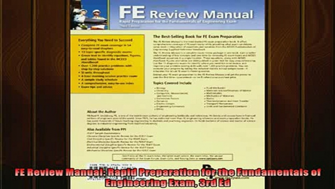 FAVORIT BOOK   FE Review Manual Rapid Preparation for the Fundamentals of Engineering Exam 3rd Ed  DOWNLOAD ONLINE