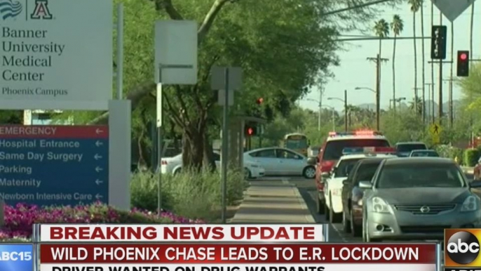 Wild police chase leads to hospital lockdown in Phoenix