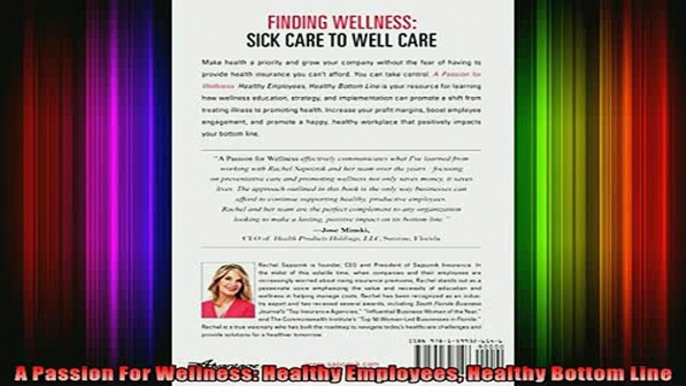 READ book  A Passion For Wellness Healthy Employees Healthy Bottom Line Online Free