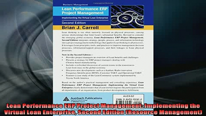 Downlaod Full PDF Free  Lean Performance ERP Project Management Implementing the Virtual Lean Enterprise Second Full EBook