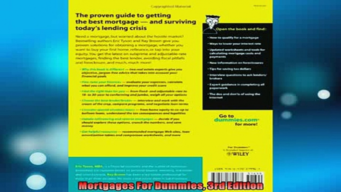 FREE DOWNLOAD  Mortgages For Dummies 3rd Edition  FREE BOOOK ONLINE