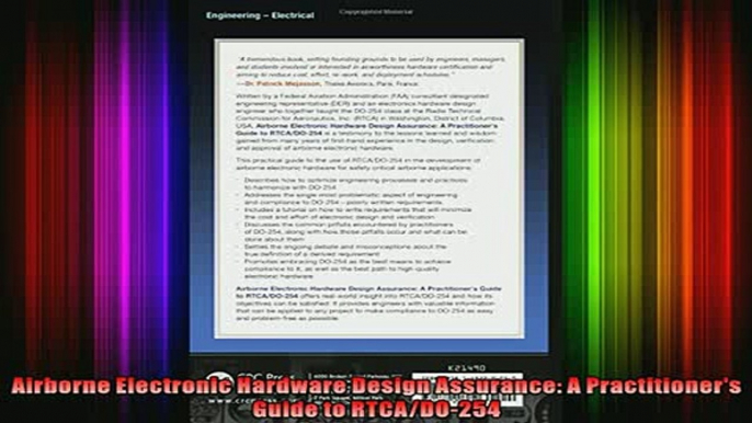 FAVORIT BOOK   Airborne Electronic Hardware Design Assurance A Practitioners Guide to RTCADO254  FREE BOOOK ONLINE