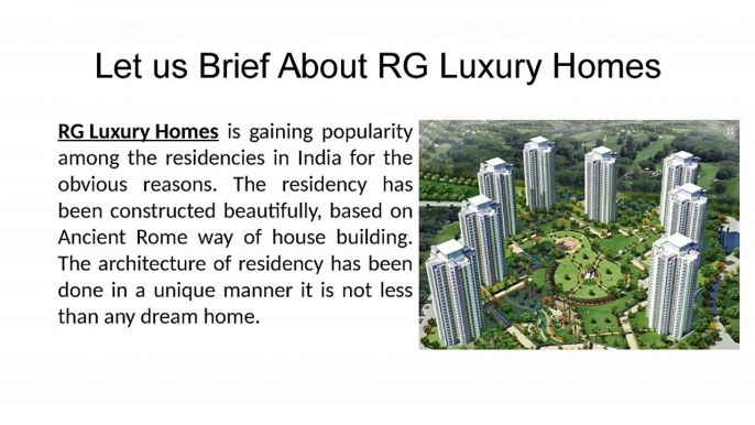 Get Flats and Apartments in RG Luxury Homes at Noida Extension Call 9250007877