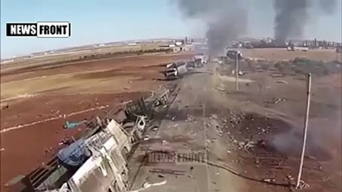 Exclusive footage of destroyed ISIS convoy in Syria after the Russian airstrikes For The 7 Times