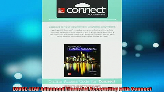 READ book  LOOSELEAF Advanced Financial Accounting with Connect  FREE BOOOK ONLINE