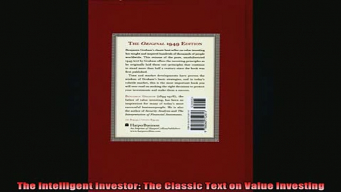 READ FREE Ebooks  The Intelligent Investor The Classic Text on Value Investing Full EBook