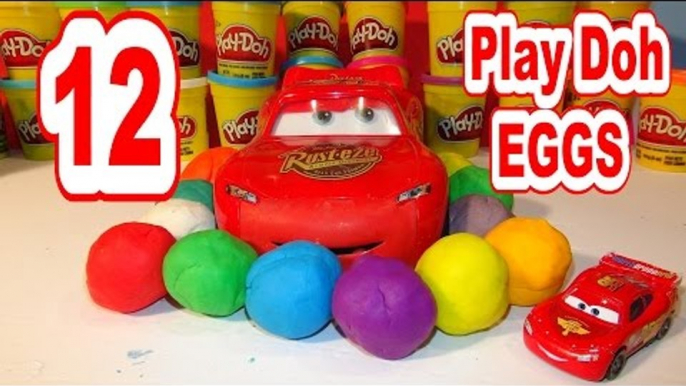 12 Play Doh Pixar Cars Surprise Eggs Micro Drifters and WGP Lightning McQueen Mater and Francesco Be