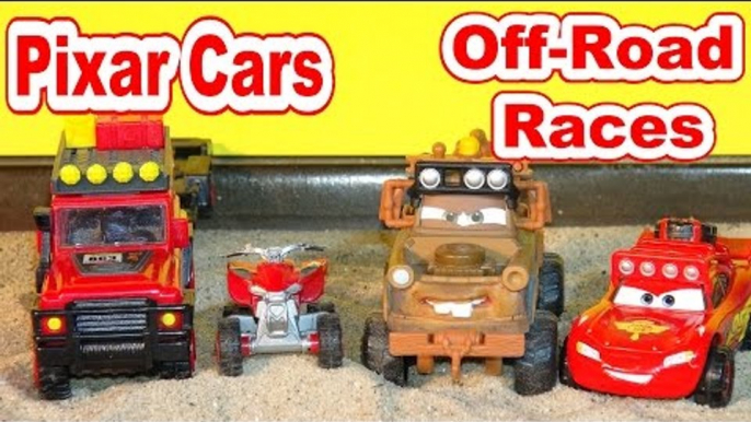 Pixar Cars and Lightning McQueen Off Road New Hauler with Mater Racing the ATV