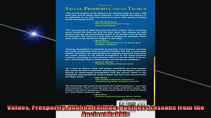 FREE DOWNLOAD  Values Prosperity and the Talmud Business Lessons from the Ancient Rabbis  BOOK ONLINE