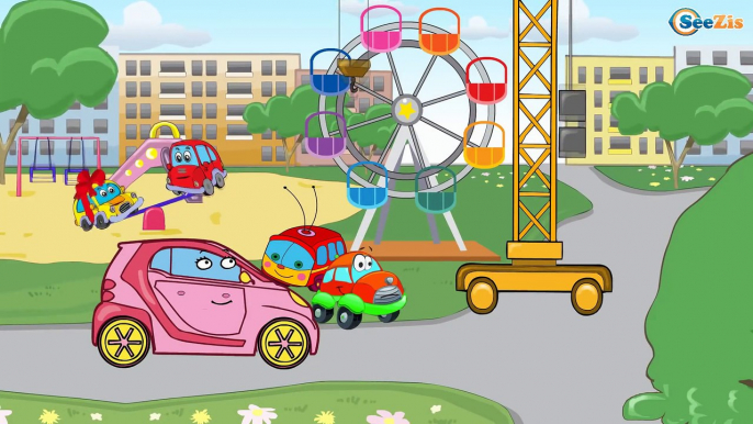 Car Cartoons for kids. Crane on the Playground. Excavator and Truck. Heavy Vehicles for children