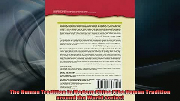 Free book  The Human Tradition in Modern China The Human Tradition around the World series