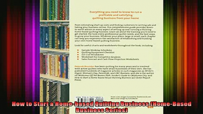 FREE PDF  How to Start a Homebased Quilting Business HomeBased Business Series  DOWNLOAD ONLINE