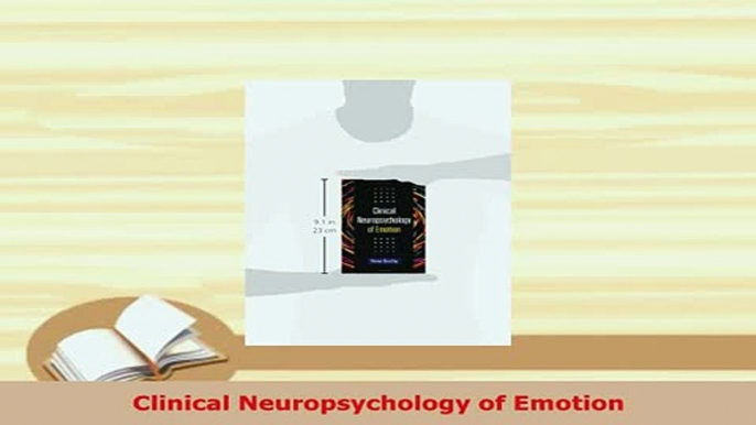 PDF  Clinical Neuropsychology of Emotion Ebook