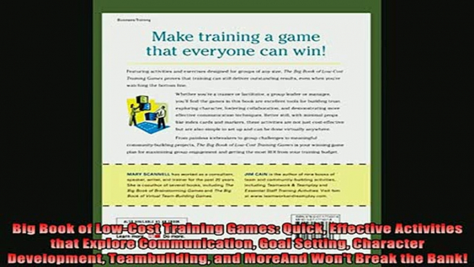 READ book  Big Book of LowCost Training Games Quick Effective Activities that Explore Communication Full EBook