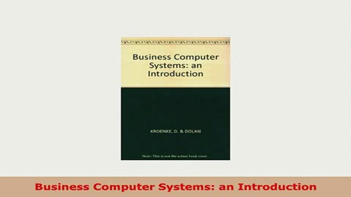 PDF  Business Computer Systems an Introduction Download Online