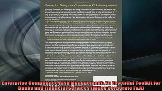 FREE PDF  Enterprise Compliance Risk Management An Essential Toolkit for Banks and Financial  BOOK ONLINE