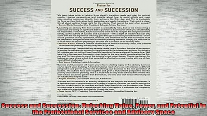 READ book  Success and Succession Unlocking Value Power and Potential in the Professional Services  FREE BOOOK ONLINE