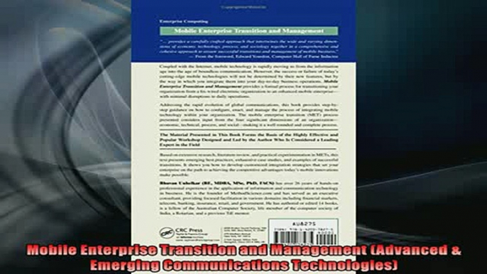 READ book  Mobile Enterprise Transition and Management Advanced  Emerging Communications Full Free