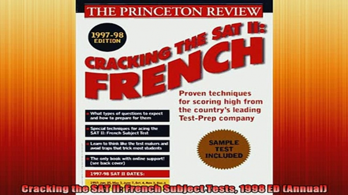 READ book  Cracking the SAT Il French Subject Tests 1998 ED Annual Full Ebook Online Free