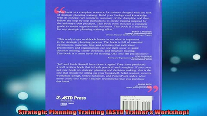 FREE EBOOK ONLINE  Strategic Planning Training ASTD Trainers Workshop Free Online