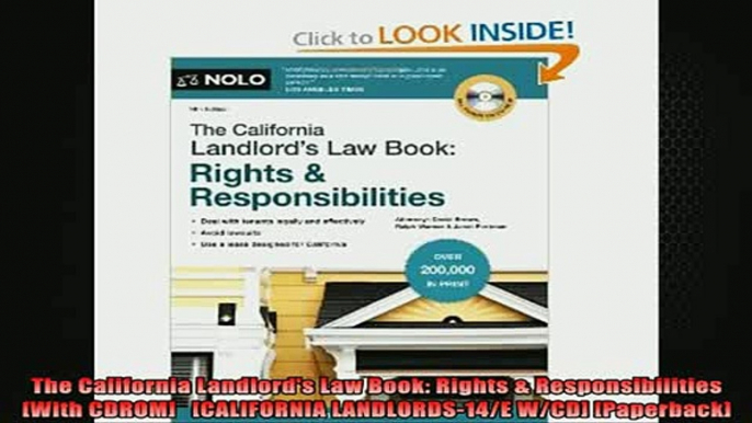 Downlaod Full PDF Free  The California Landlords Law Book Rights  Responsibilities With CDROM   CALIFORNIA Full Free