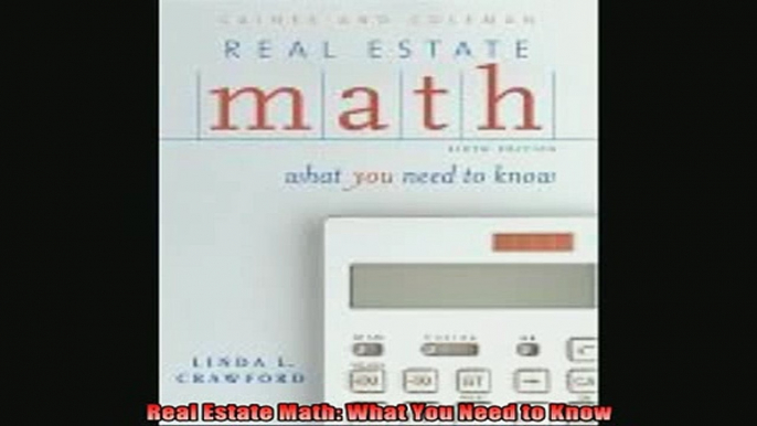 READ book  Real Estate Math What You Need to Know Online Free