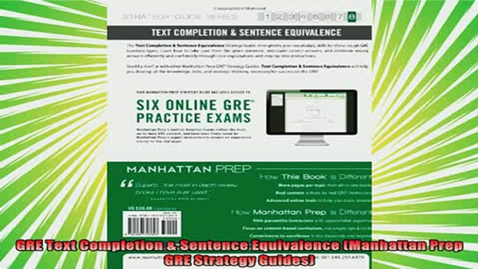 new book  GRE Text Completion  Sentence Equivalence Manhattan Prep GRE Strategy Guides