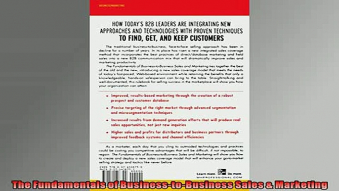 FREE DOWNLOAD  The Fundamentals of BusinesstoBusiness Sales  Marketing  BOOK ONLINE