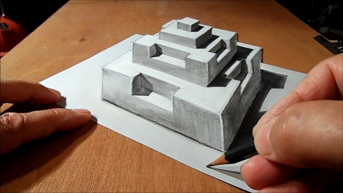 Drawing a 3D Pyramid, Trick Art Optical Illusion by Vamos