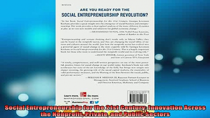 READ book  Social Entrepreneurship for the 21st Century Innovation Across the Nonprofit Private and Online Free