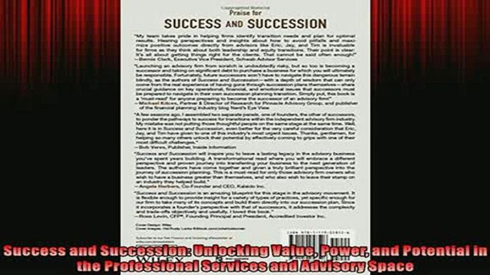 Free PDF Downlaod  Success and Succession Unlocking Value Power and Potential in the Professional Services  BOOK ONLINE