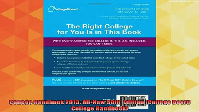 read here  College Handbook 2013 AllNew 50th  Edition College Board College Handbook