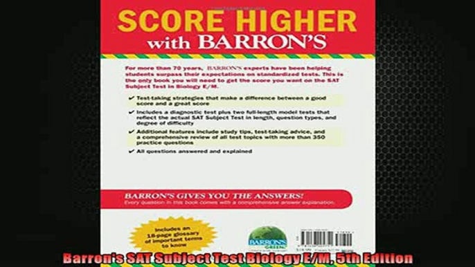 READ book  Barrons SAT Subject Test Biology EM 5th Edition  FREE BOOOK ONLINE