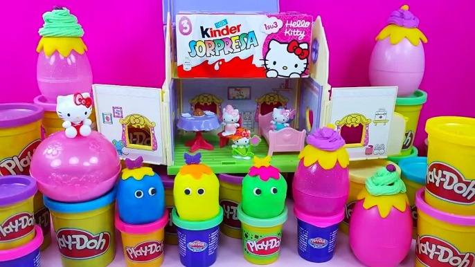 HELLO KITTY HOME Spiderman Peppa pig Play doh surprise eggs Kinder egg Barbie