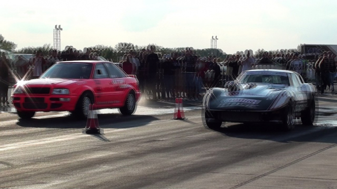 Chevrolet Corvette VTG Turbo 1400 HP Vs. Dutter Racing Audi 90 Quattro Turbo