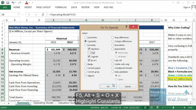 Excel Tutorial - How to Color Code Financial Models