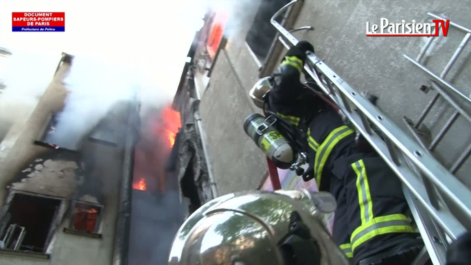 Incendie à Saint-Denis : les images des sapeurs-pompiers